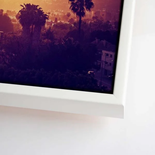 Skyline Los Angeles sunset im weißen Bilderrahmen, 120x60cm