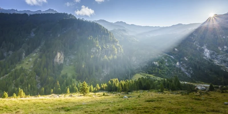Berge & Gebirge Herbst Zillertal Tirol im weißen Bilderrahmen, 120x60cm