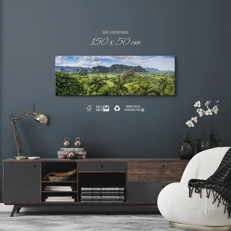 Berge & Gebirge Kuba Valle de Viñales als Leinwand Bild 150x50cm