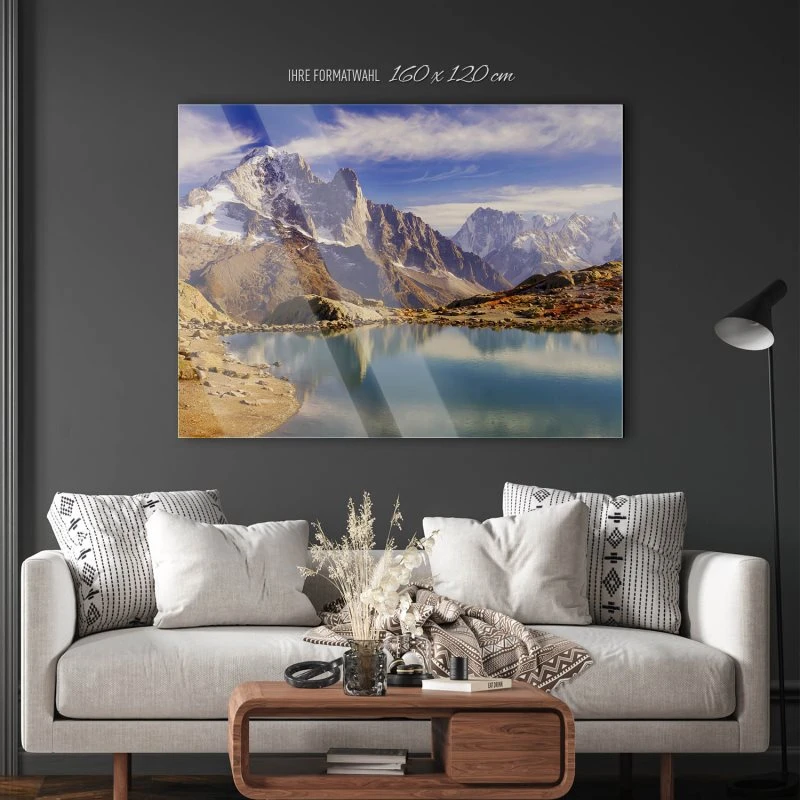 Acrylglasbild XXL, Berge & Gebirge Crystal Lakes Franz. Alpen 160x120cm groß
