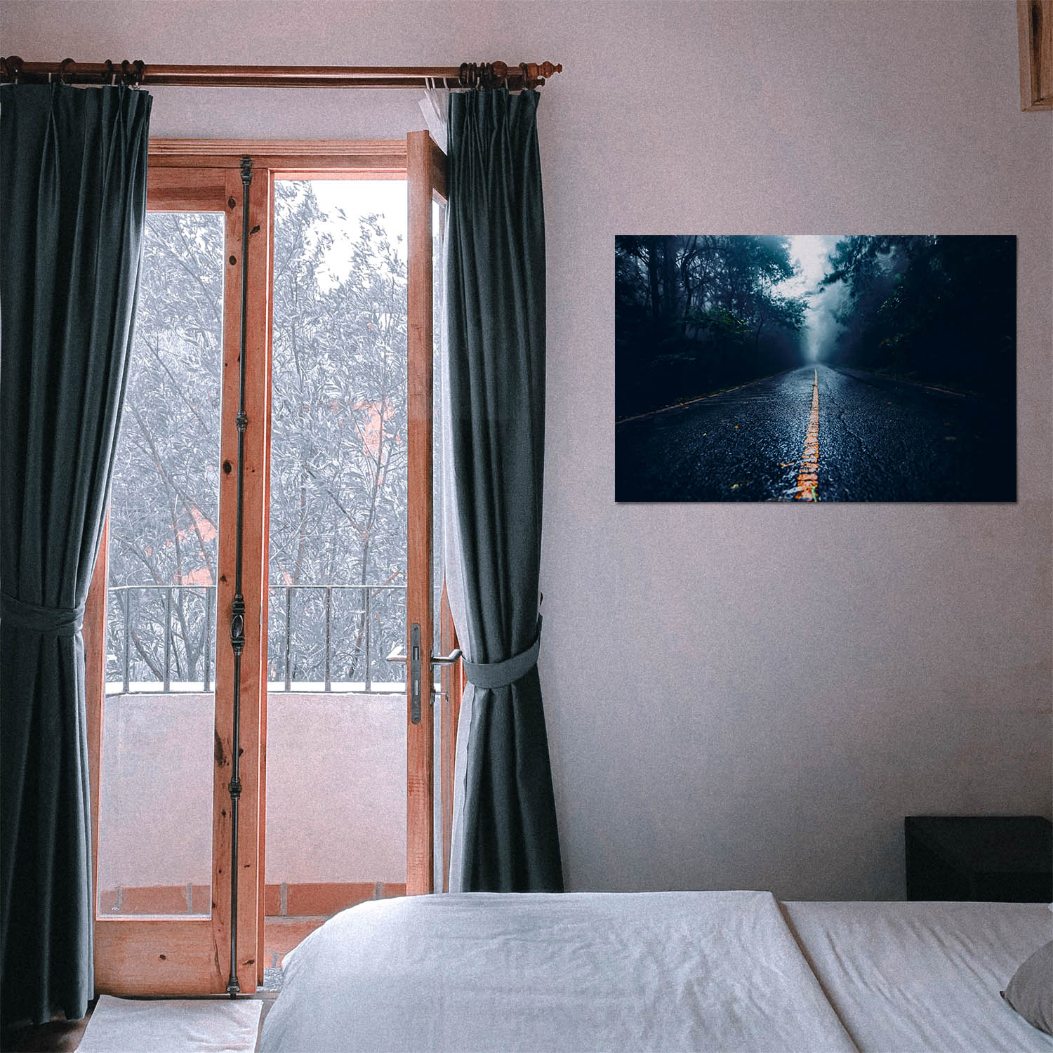 Poster 50x50cm Straßenperspektive Wald & Bäume