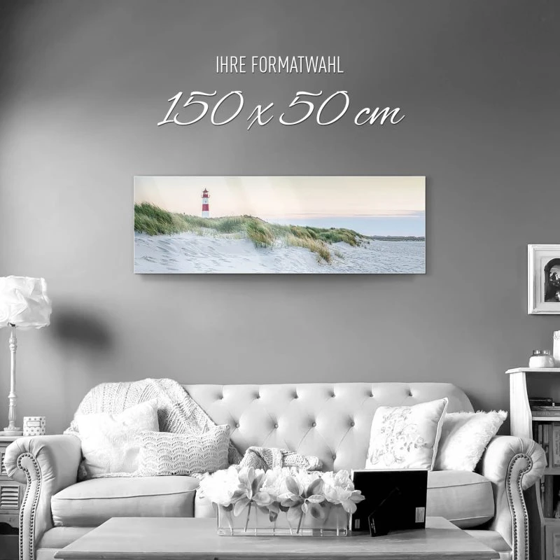 Strand & Meer Leuchtturm List-Ost als Acrylglasverbund Bild 150x50cm