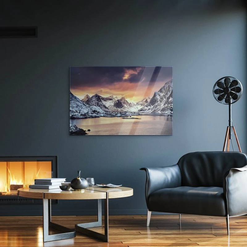 Berge & Gebirge Winter in Norwegen als Acrylglasverbund Bild 200x150cm