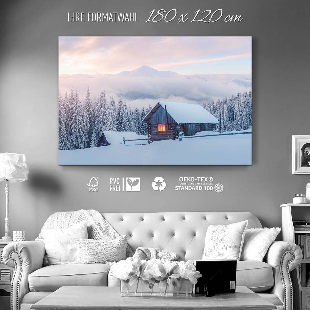 Berge & Gebirge Winterhütte als Keilrahmenbild 180x120cm