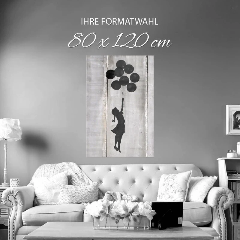 80x120cm großes WandPoster Hochformat, Banksy Girl with ballons