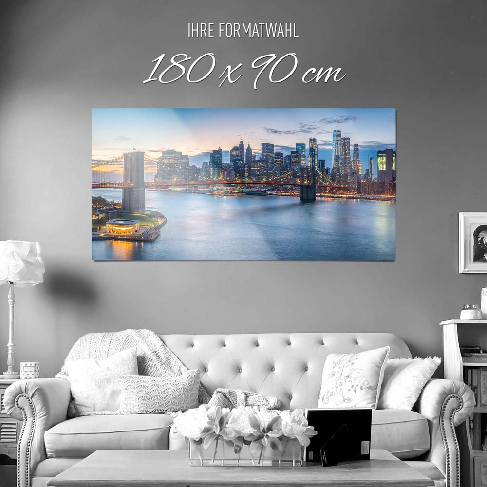 Großformat WandPoster Skyline Brooklyn Brigde Night, 180x90cm