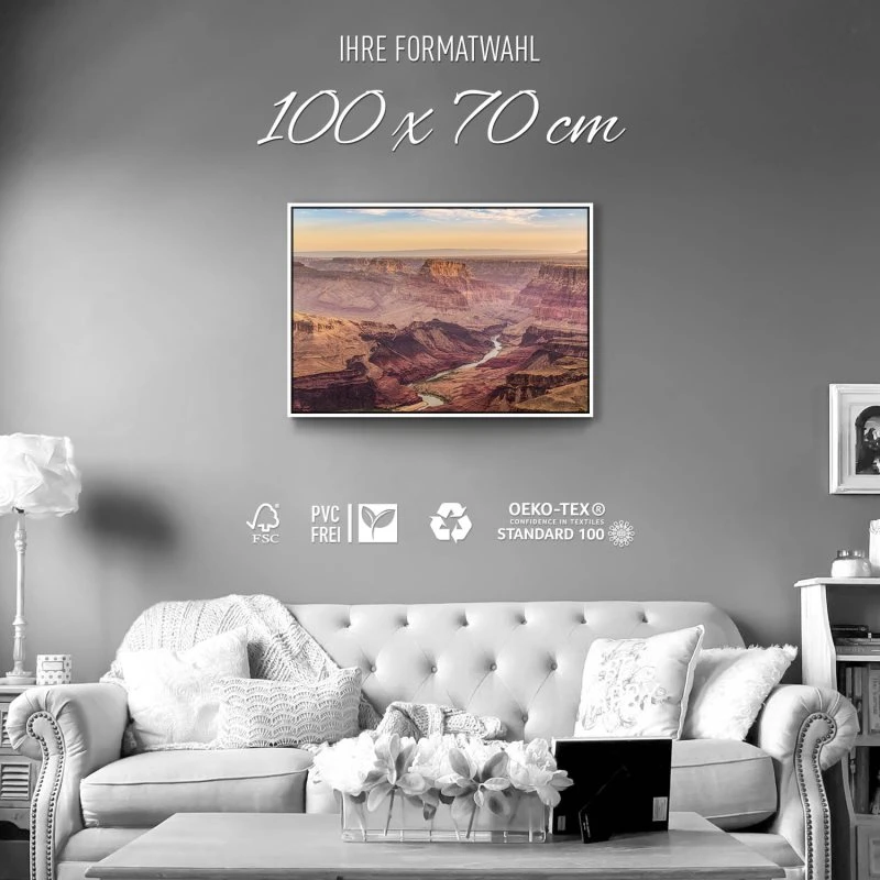 Berge & Gebirge Grand Canyon USA im weißen Bilderrahmen, 100x70cm