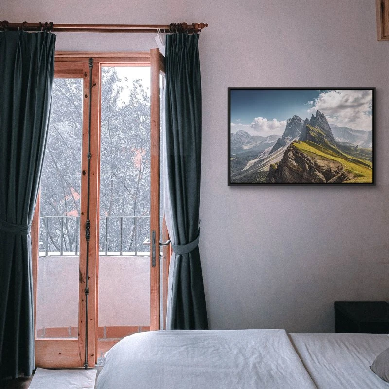 Berge & Gebirge Dolomiten Geisslergruppe im schwarzen Bilderrahmen, 90x60cm