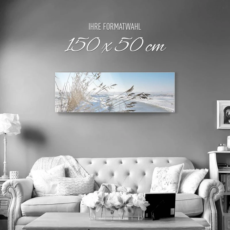 Acrylglasbild 150x50cm groß Strand & Meer Winterhafer Ostsee