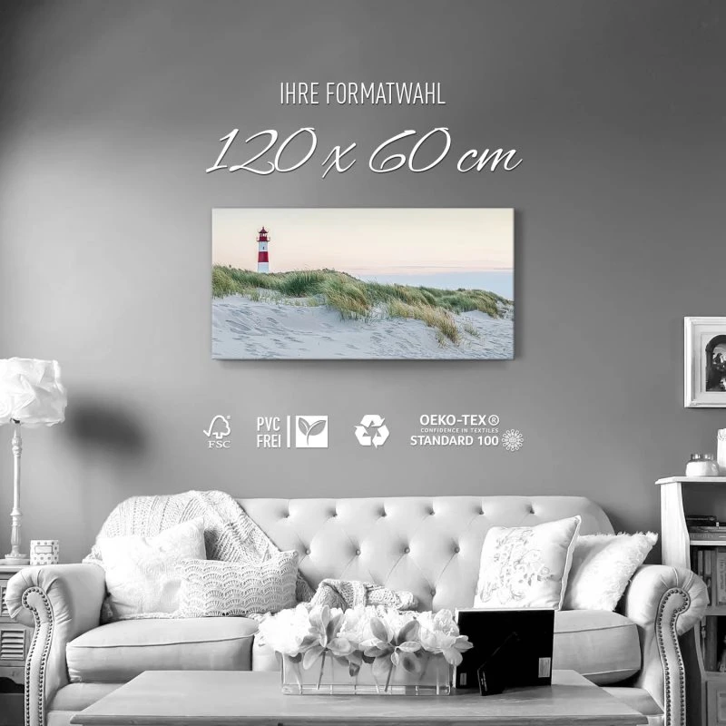 Leinwandbild 120x60cm Strand & Meer, Leuchtturm List-Ost