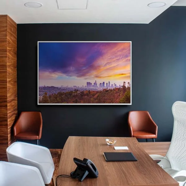 Skyline Los Angeles hills im weißen Bilderrahmen, 90x60cm