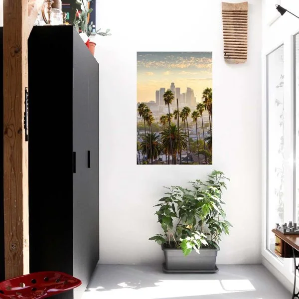Poster 60x90cm im Hochformat, Los Angeles Palmen Skyline