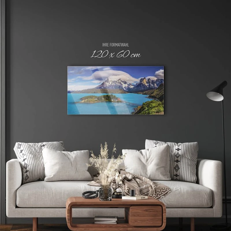 Berge & Gebirge Lake Pehoe Patagonien als Acrylglas Bild 120x60cm