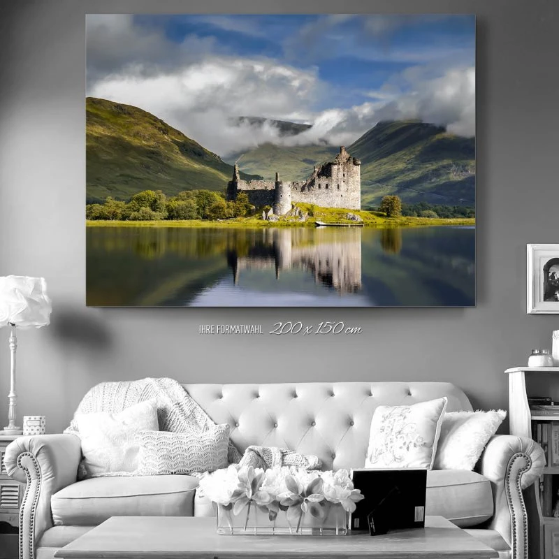 200x150cm großes Alu-Dibond Bild, Berge & Gebirge Kilchurn Castle Schottland