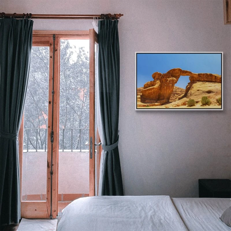 Berge & Gebirge Wadi Rum Wüste im weißen Bilderrahmen, 120x60cm