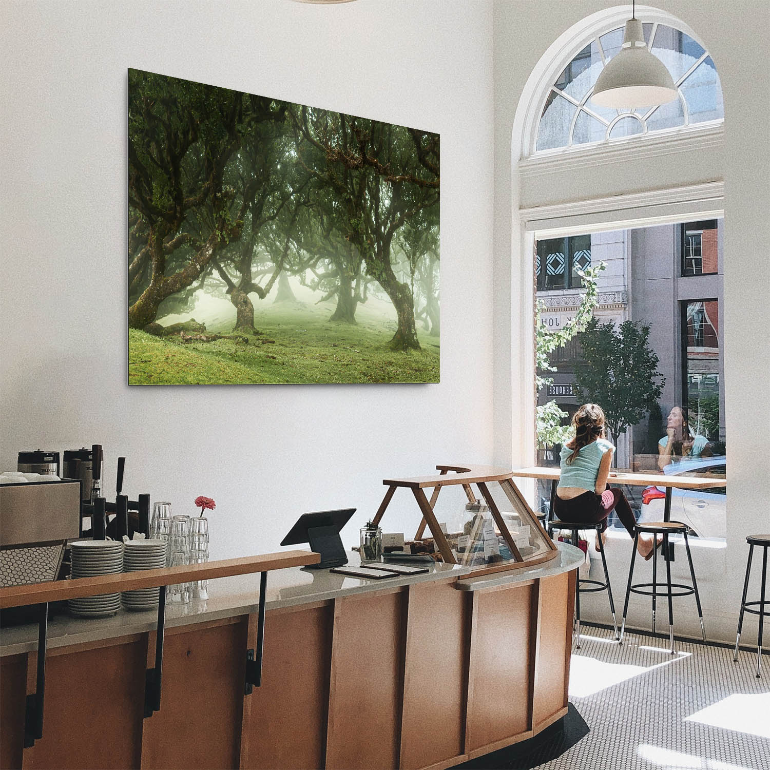 Alu-Dibond Bild 150x50cm groß Wald & Bäume Nebel Gestalten