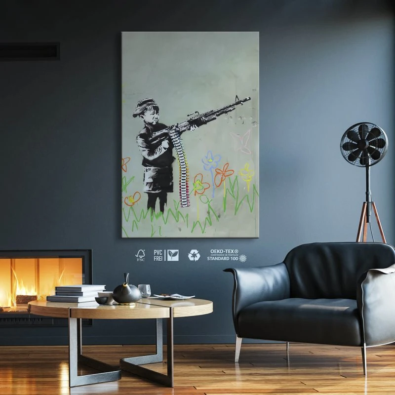 Leinwandbild 60x90cm Hochformat, Banksy Art Child Soldier