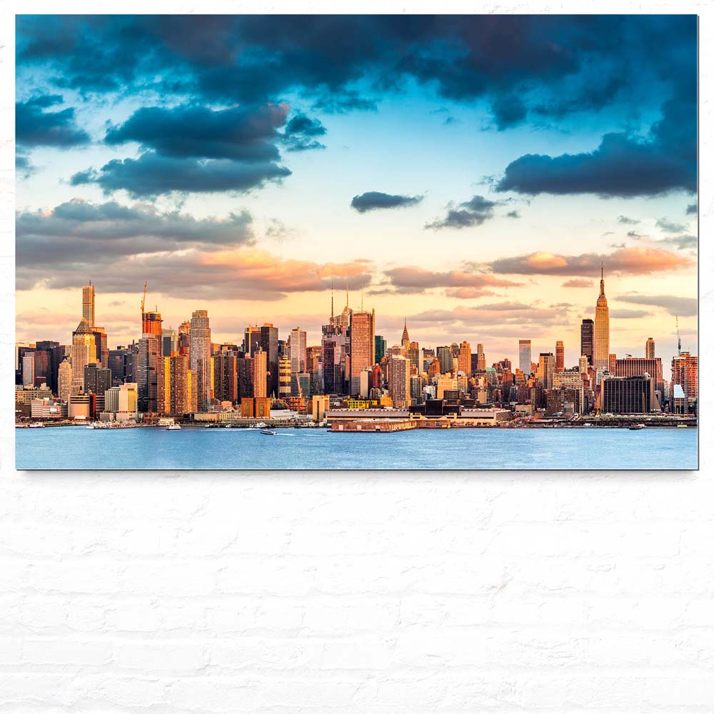 Skyline Panorama von New York als Alu-Dibond Bild 120x80cm
