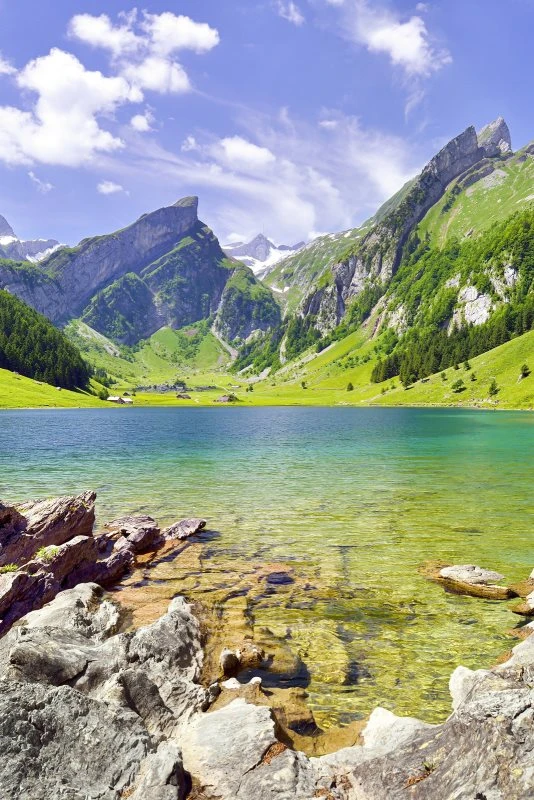 Poster 60x90cm im Hochformat, Seealpsee Alpen Berge & Gebirge