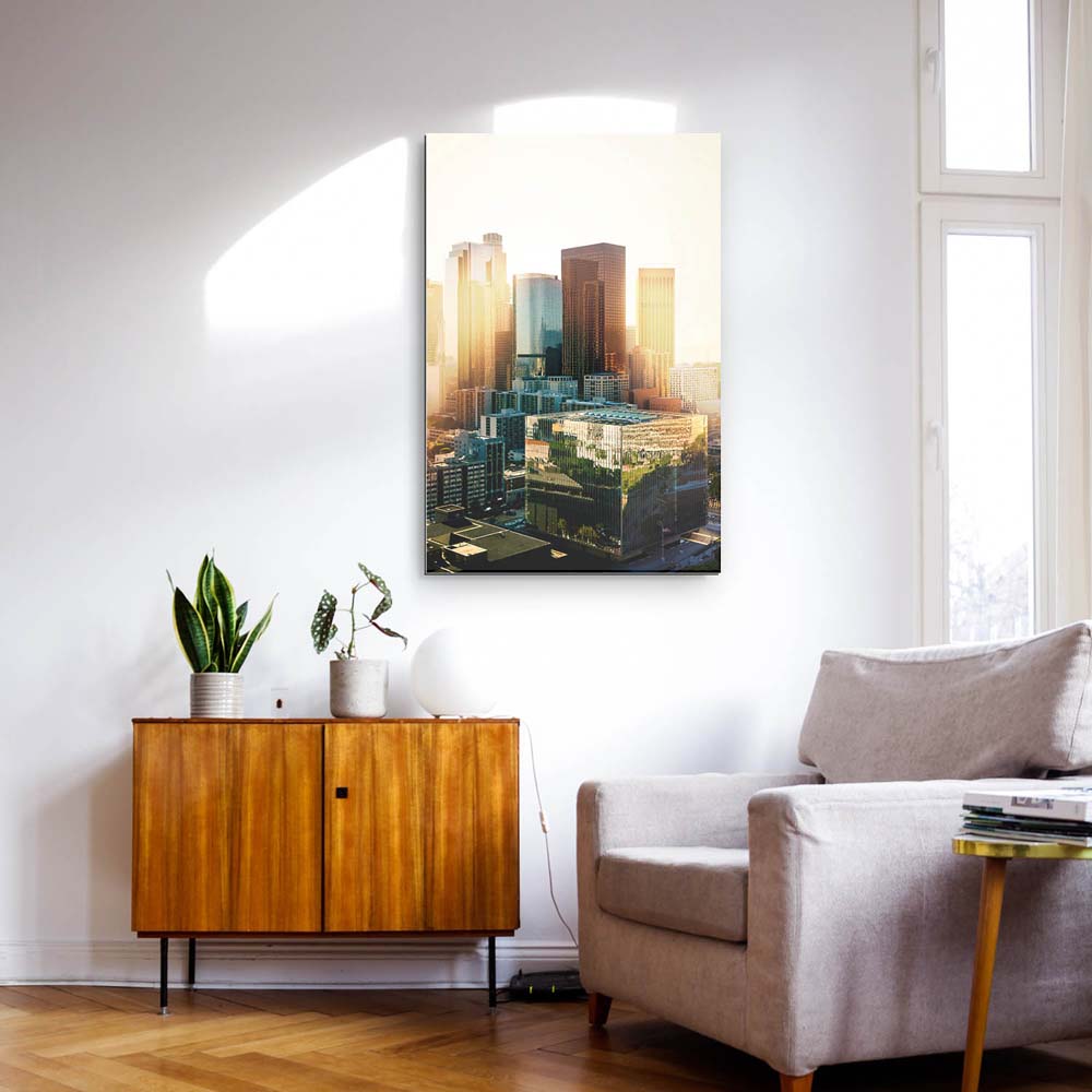 Skyline Los Angeles Sunset als Alu-Dibond Bild 120x60cm