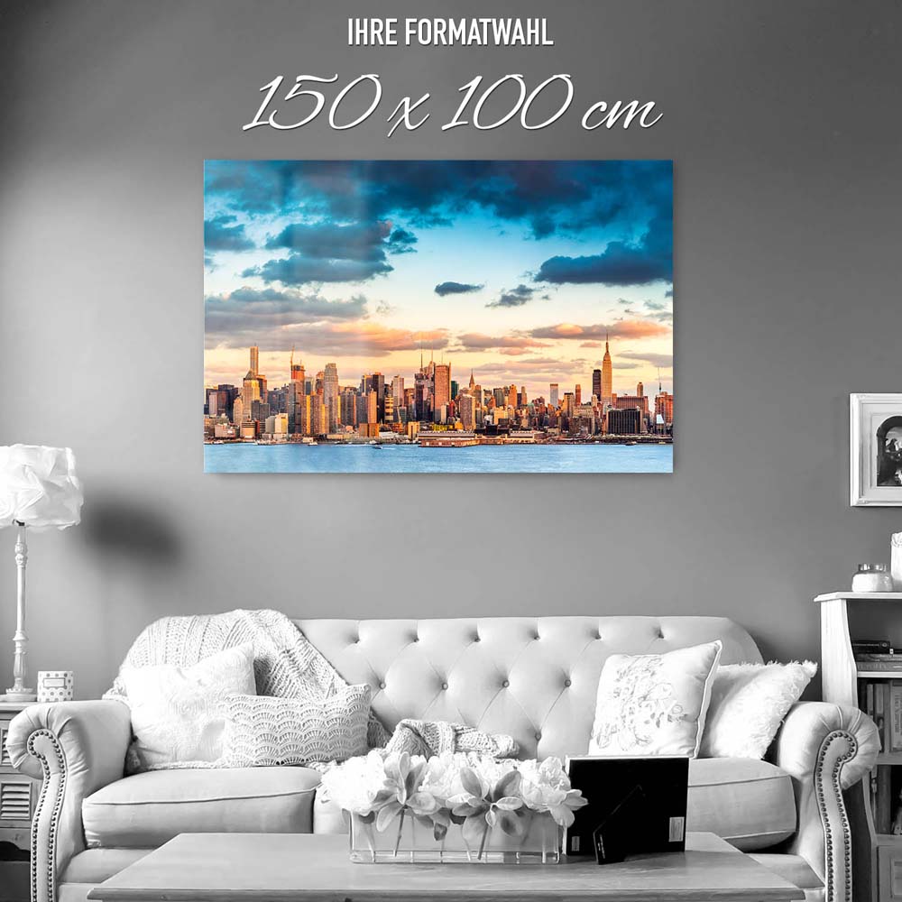 Skyline Panorama von New York als XXL Acrylglasbild 150x100cm