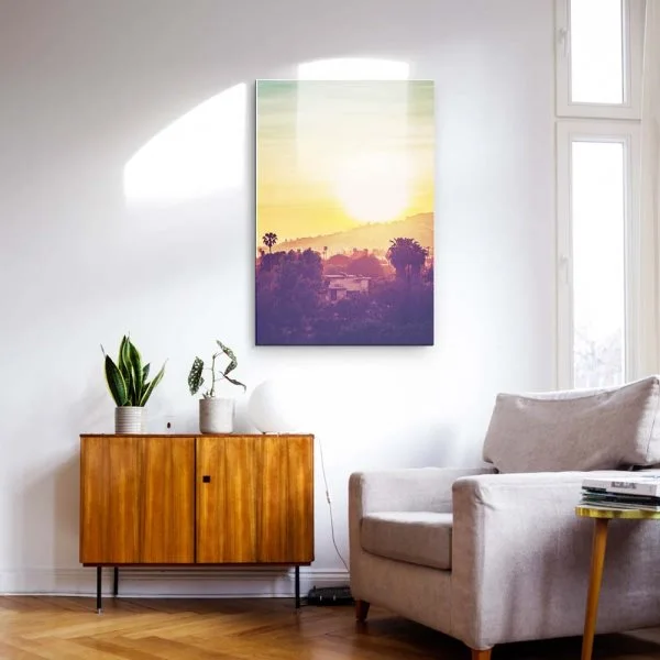 Skyline Los Angeles sunset als Acrylglasverbund Bild 110x50cm