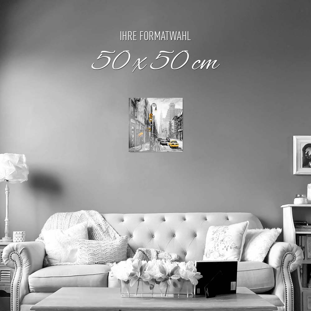 WandPoster Skyline Gemäldeoptik, schwarz weiß, , 50x50cm