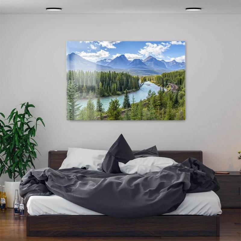Acrylglasbild XXL, Berge & Gebirge Morants Curve Kanada Banff 160x120cm groß