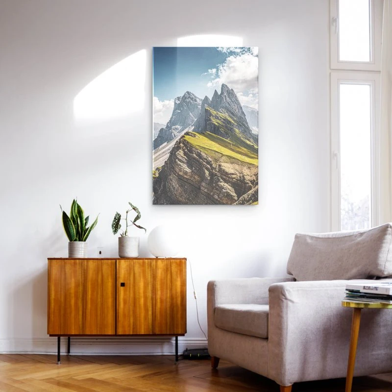 Berge & Gebirge im XXL Hochformat, Dolomiten Geisslergruppe als Acrylglasbild 100x150cm