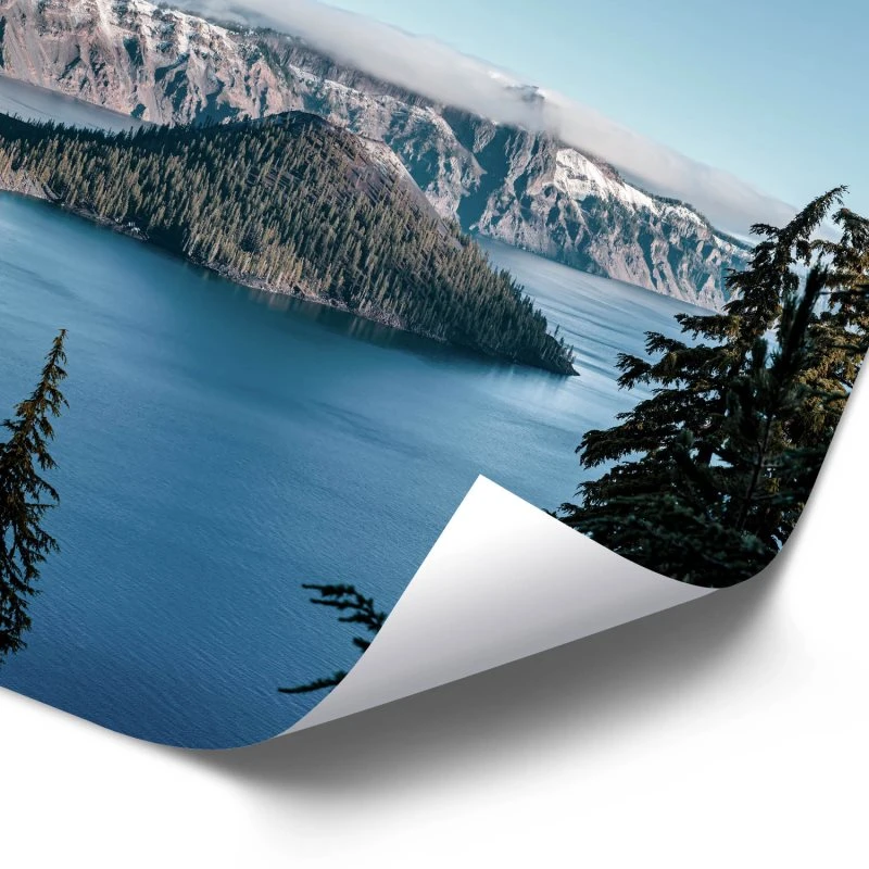 Poster 40x60cm im Hochformat, Crater Lake Vulkan Flüsse & Seen