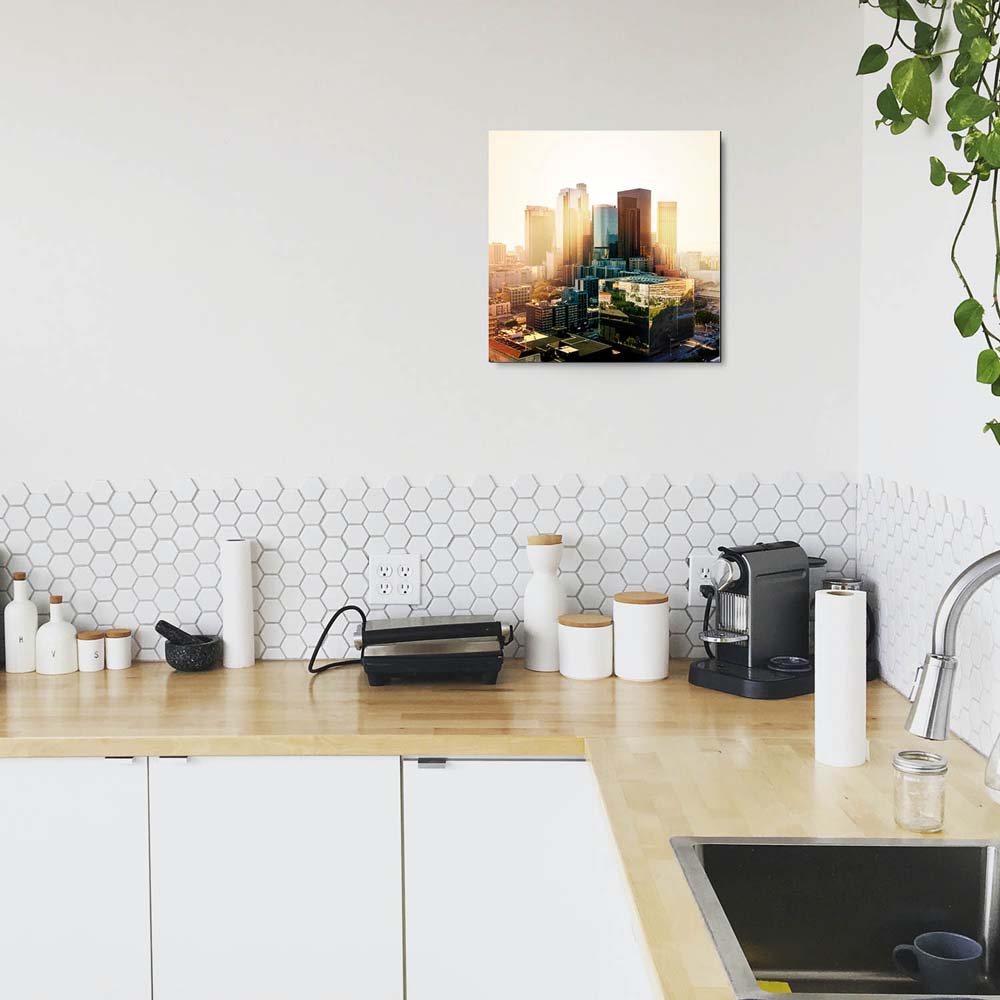 Skyline Los Angeles Sunset als Alu-Dibond Bild 120x60cm