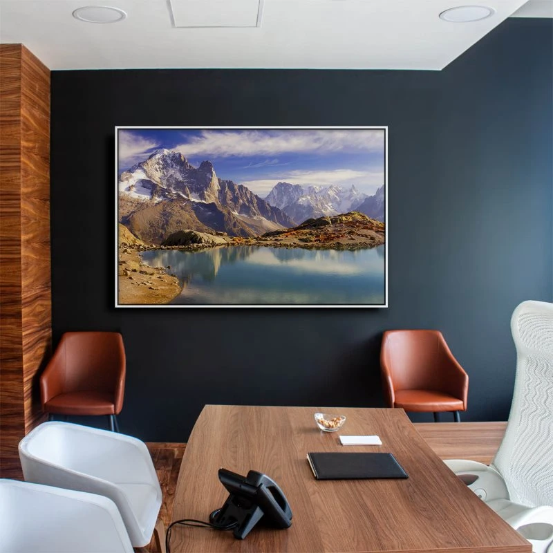 Berge & Gebirge Crystal Lakes Franz. Alpen im weißen Bilderrahmen, 200x150cm