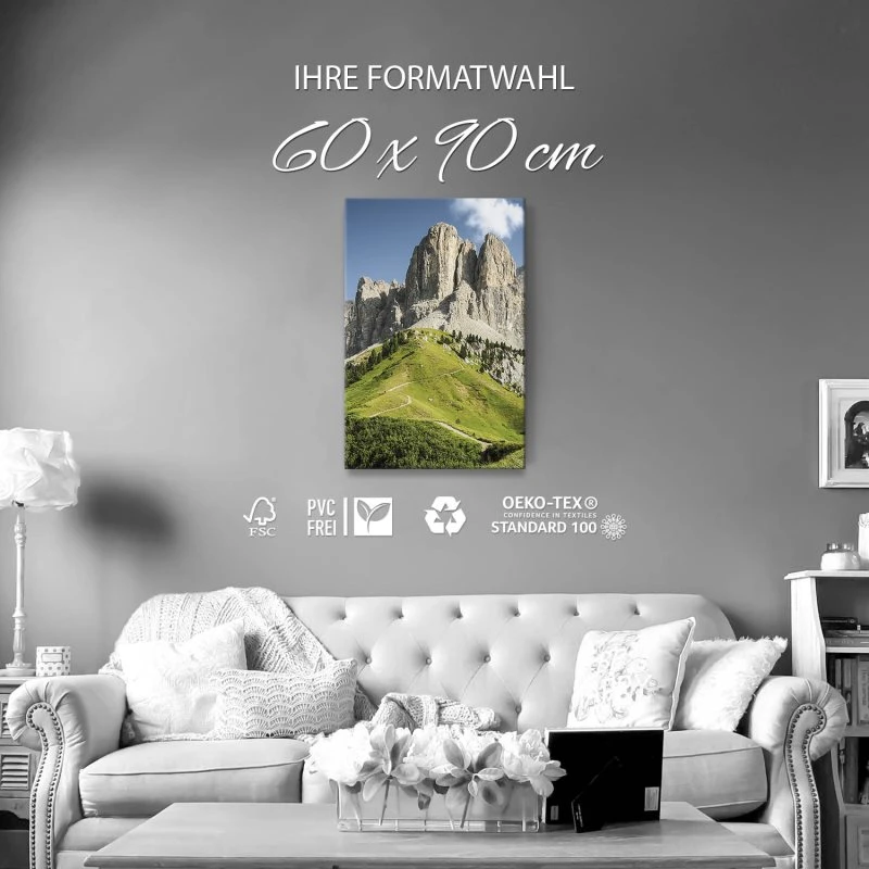 Keilrahmenbild Hochformat, Berge & Gebirge, Dolomiten Panorama 60x90cm groß