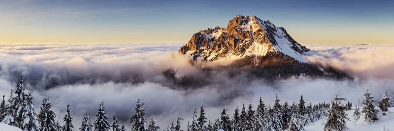 Berge & Gebirge Winter Mala Fatra slowakei als Acrylglasverbund Bild 150x50cm