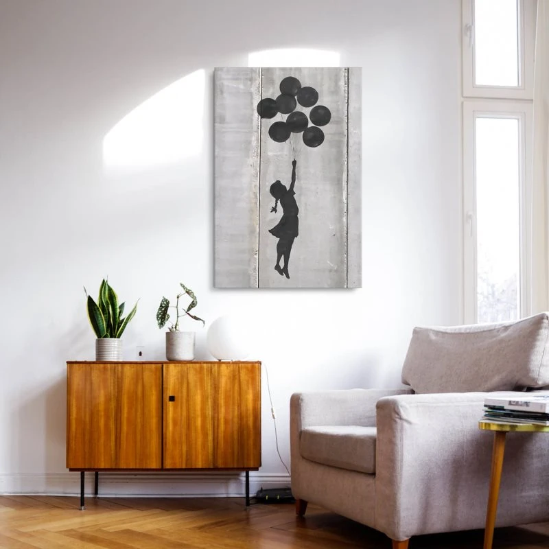Leinwandbild Hochformat Banksy Girl with ballons 80x120cm