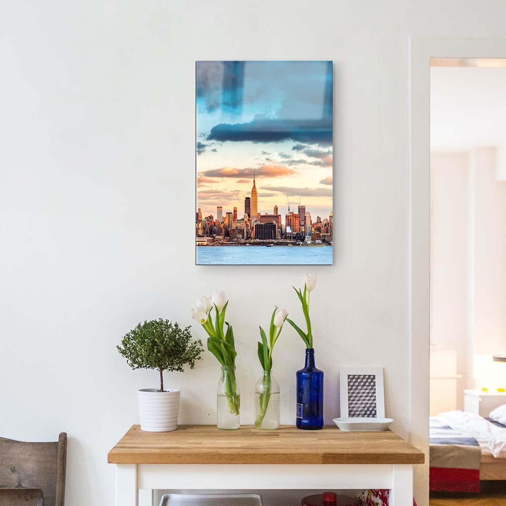 Skyline im Hochformat, 100x150cm Panorama von New York als XXL Acrylglasverbund Bild