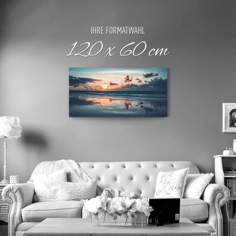 Strand & Meer Sonnenuntergang Nordsee als Alu-Dibond Bild 120x60cm