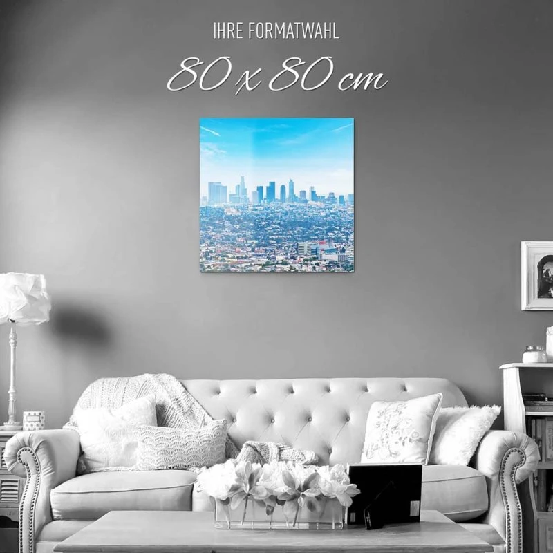 Skyline Los Angeles Panorama als Acrylglasverbund Bild 80x80cm