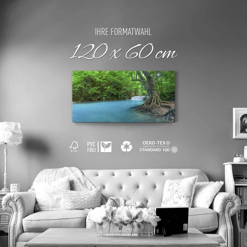 Leinwandbild 120x60cm Wasserfall, Fluss Thailand