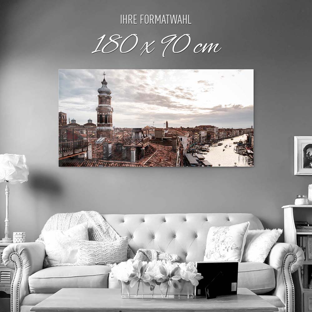 Skyline Über den Dächern von Venedig als Acrylglasverbund Bild 180x90cm