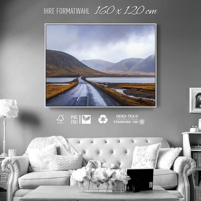 Berge & Gebirge Halbinsel Snæfellsnes Island im weißen Bilderrahmen, 160x120cm