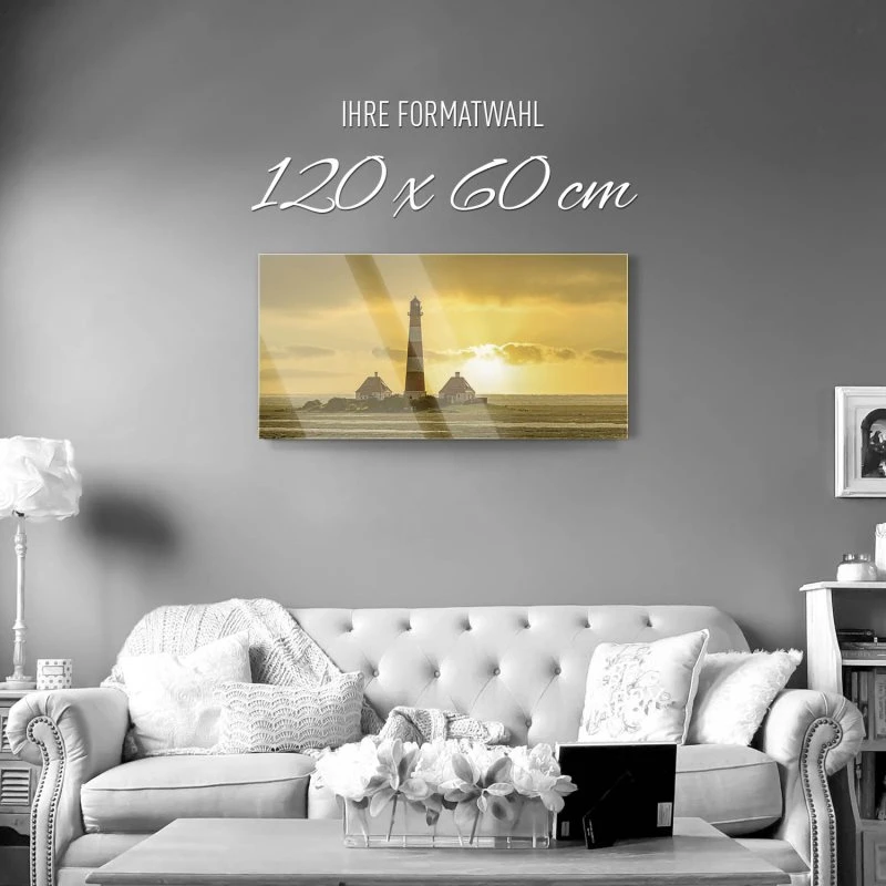Strand & Meer Leuchtturm Westerheversand als Acrylglas Bild 120x60cm