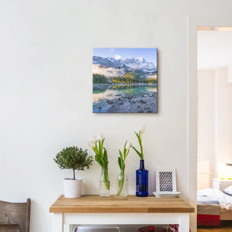 Berge & Gebirge Eibsee mit Zuspitze Alpen als Leinwand Bild 80x80cm
