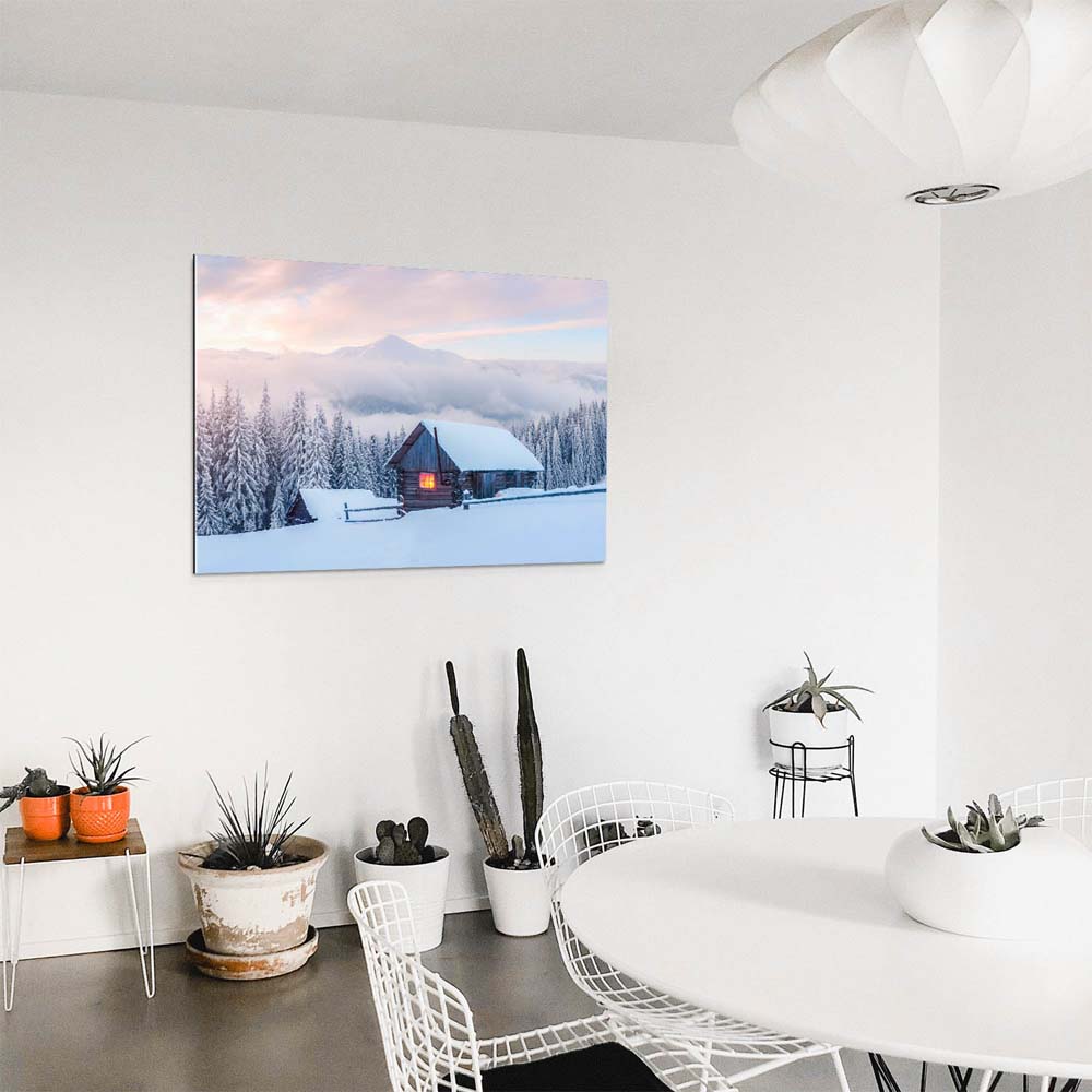 Berge & Gebirge Winterhütte als Acrylglasverbund Bild 180x120cm