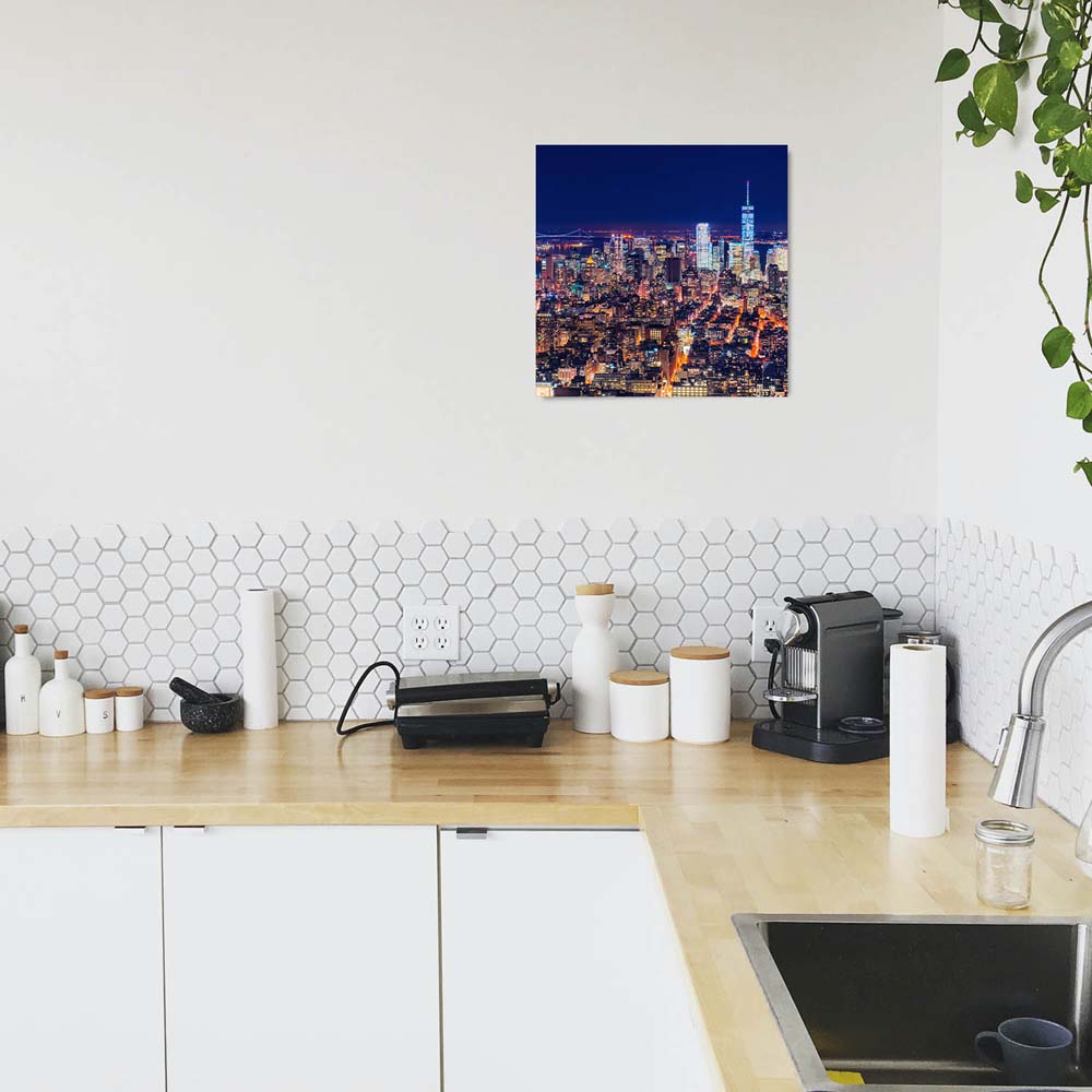 Poster Manhatten bei Nacht Skyline, 100x75cm groß