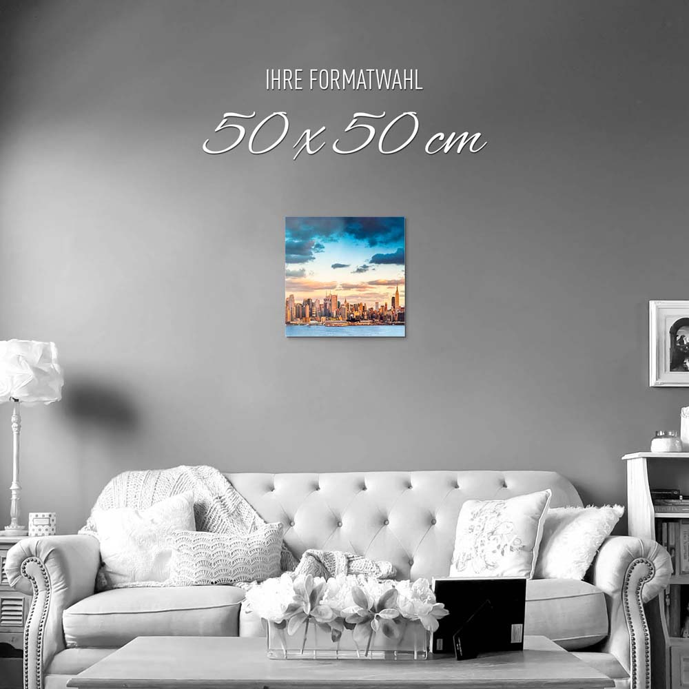 Skyline Panorama von New York als Acrylglasverbund Bild 50x50cm