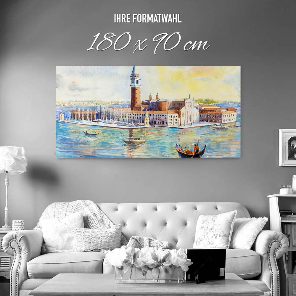 Panorama Acrylglasbild 180x90cm Skyline Venedig als Gemälde
