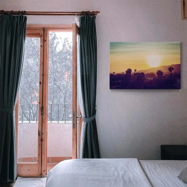 Keilrahmenbild Skyline, Los Angeles sunset 90x60cm groß