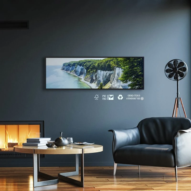Strand & Meer Insel Rügen Ostsee im schwarzen Bilderrahmen, 150x50cm