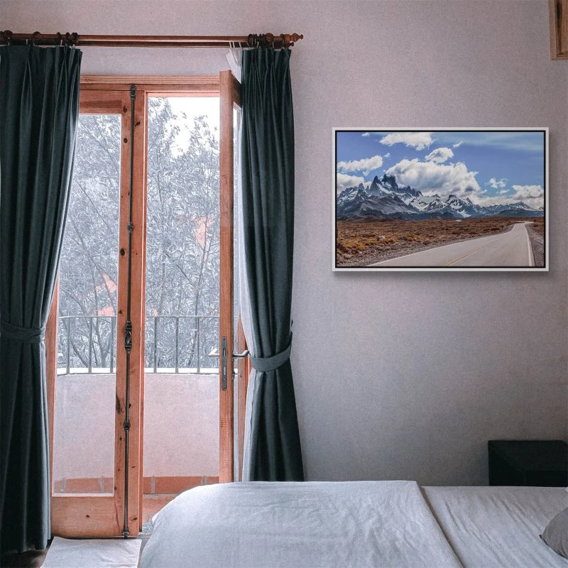 Berge & Gebirge Fitz Roy im weißen Bilderrahmen, 120x80cm